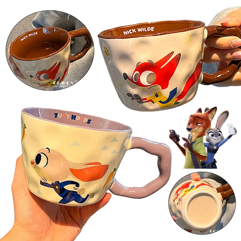 

530ml Disney Zootopia Water Cup Cartoon Nick Judy Ceramic Coffee Mug Tea Cups Breakfast Milk Drinkware Cup Kitchen Supplies