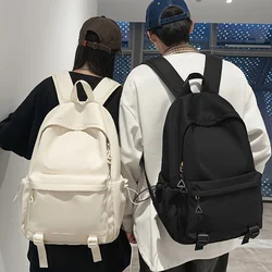 New backpack Korean style pure color simple large capacity casual work clothing backpack for men campus class multi-flap pocket pants school bag for women