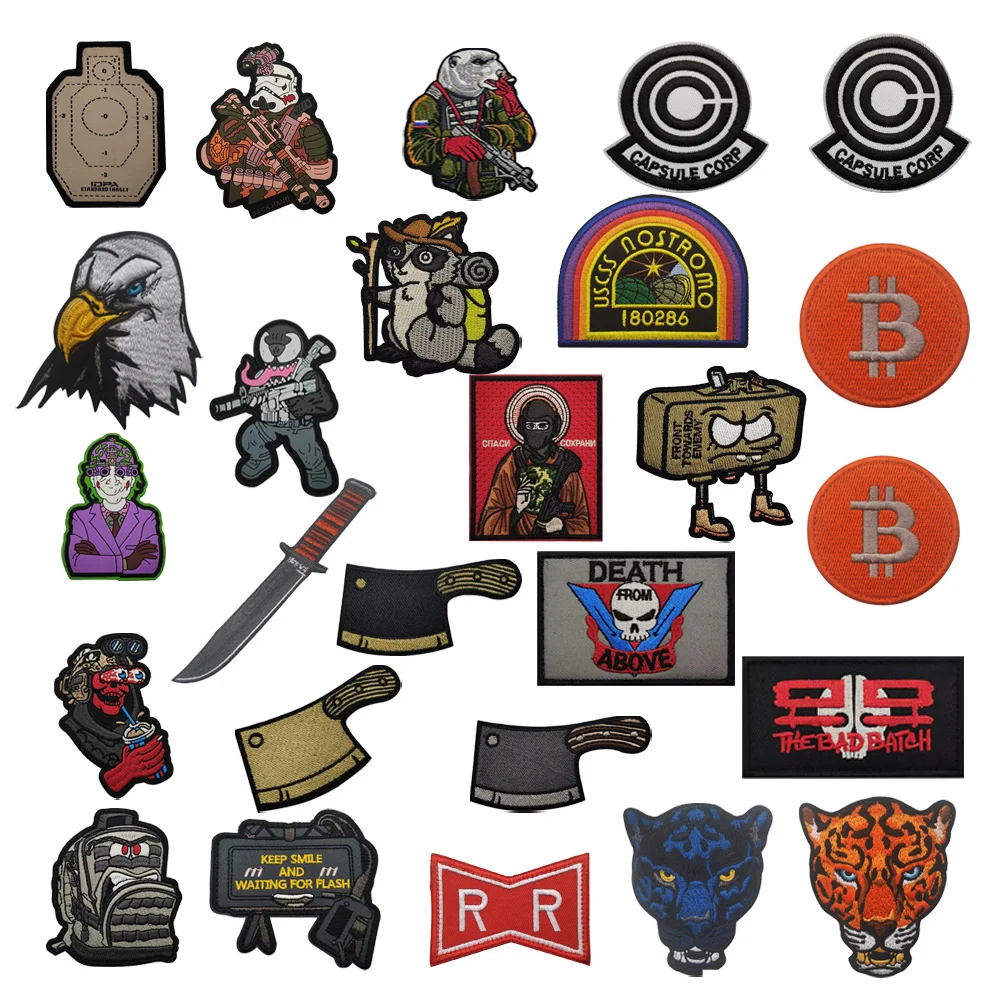 New Embroidery Creative Patch Camera, God of War, Creative Backpack, Kaba Knife, Stereo Eagle, Bag Accessory Backpack Patches