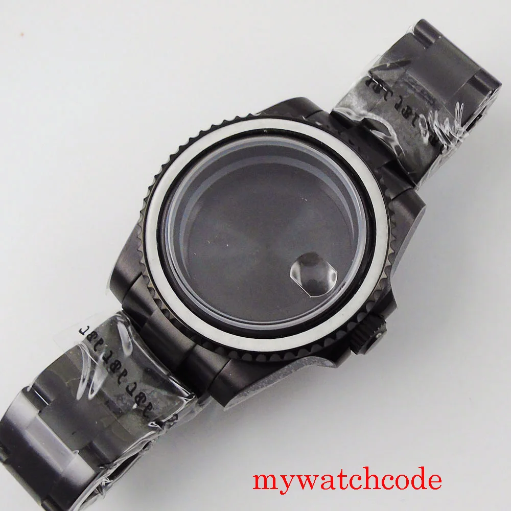 Waterproof 40mm Black PVD SUB Watch Case for NH34 NH35 NH63 NH38 NH39 ETA 2824 PT5000 MIYOTA DG Sapphire Crystal 120Click Bezel