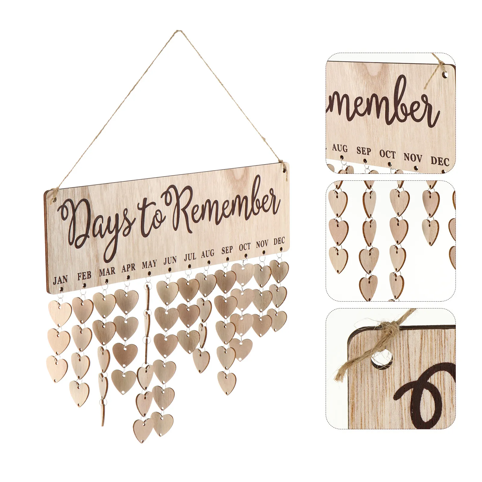 

1Set Exquisite Wooden Birthday Tracking Calendar Pendant Reusable Decorative Wall Decoration for Birthday Home Party