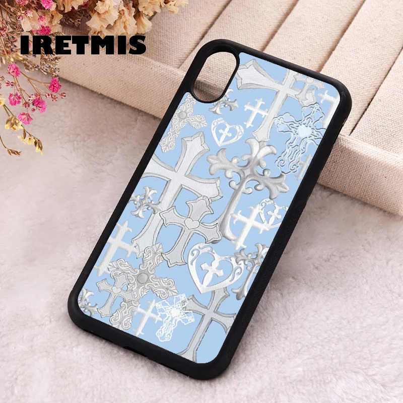 Iretmis Phone Cover Case For iPhone X XS Max XR 11 12 13 PRO MINI 14 15 16 Plus Rubber Silicone Cross Girl