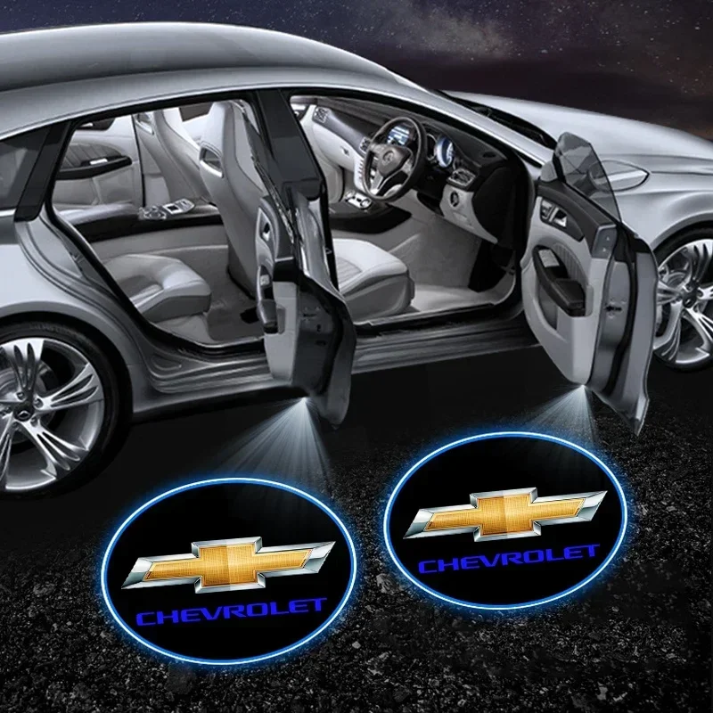 

2Pcs Car Door Projector Lamps Car LED Welcome Light Car Accessories For Chevrolet Spark Silverado Trailblazer Captiva Lacetti