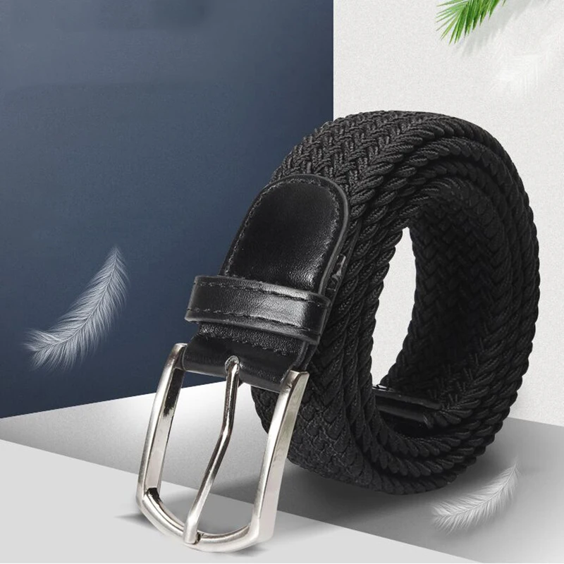 

Men's Belt Casual Woven Elastic Belt Climbing Training Work Men'S Belts Fashion Women'S Belts No Need for Punching Outdoor Rock