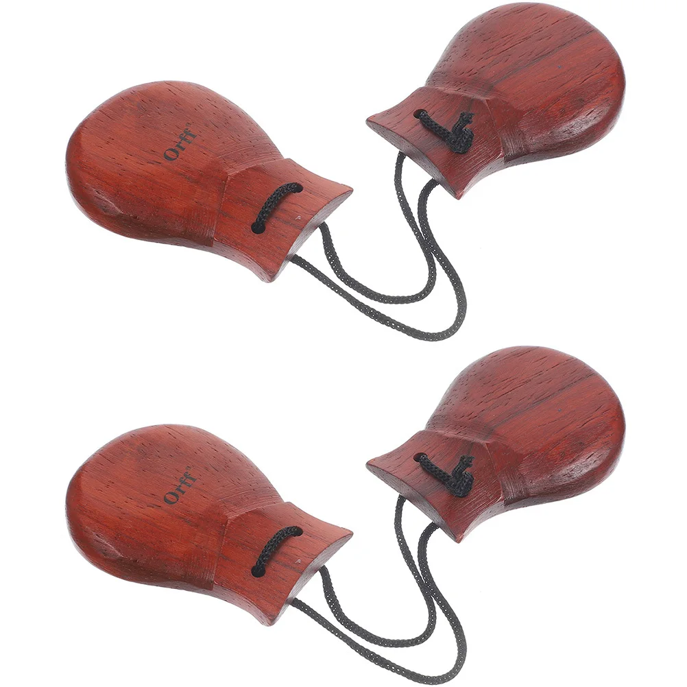 

2Pcs Wooden Pear Wood Castanet Handheld Percussion Instruments for Adults Party Classroom Musical Performance Gifts