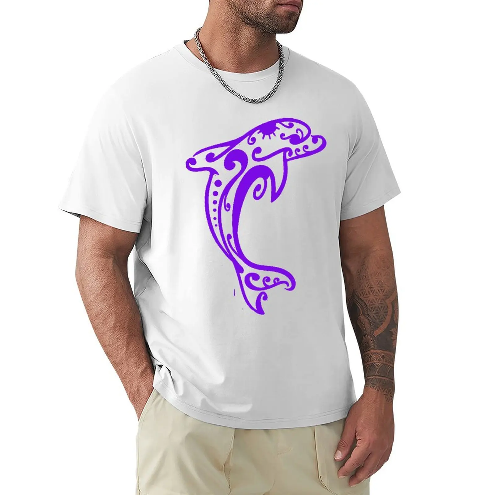 Id54-3 фиолетовая рыба-дельфин, Милая Рыба-Дельфин, милые животные, животные с теплой кровью, морские существа, рисунок дельфина, футболка с изображением