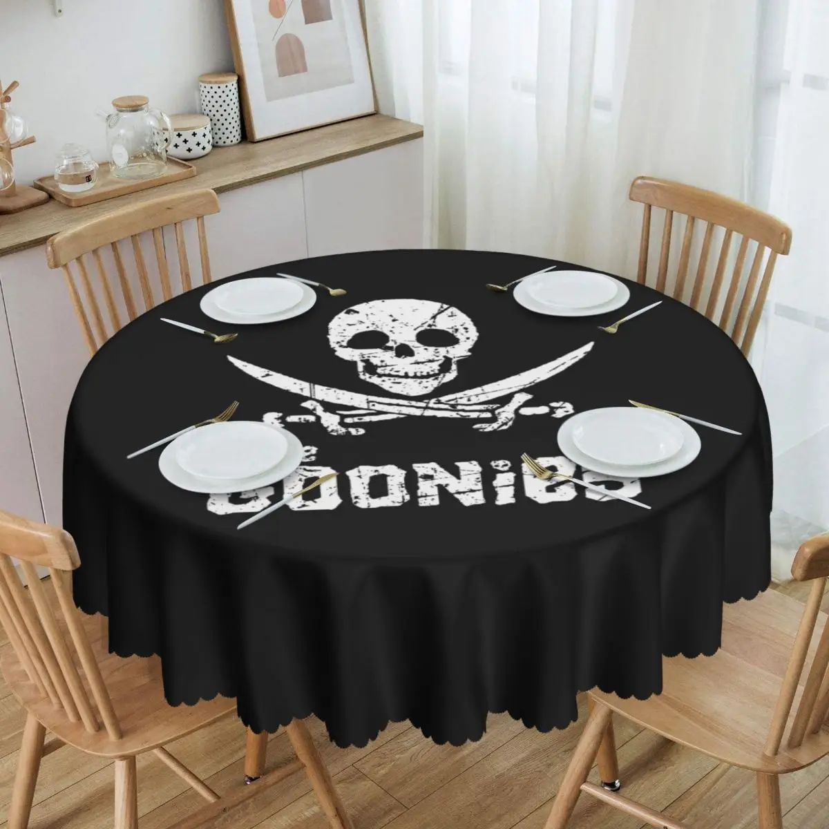 

Customized The Goonies Distressed Art Round Tablecloths 60 Inches Movie Film Table Cover for Parties Table Cloth
