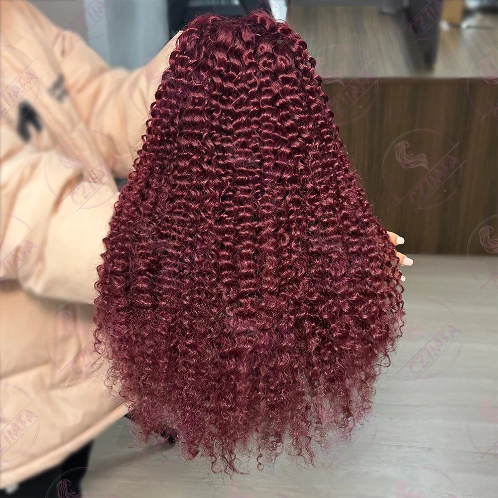 

Парик 99J Jerry Curly Burgundy 13x6 HD Lace Frontal, 13x4 Red Remy Deep Curly, 100% бразильские человеческие волосы, предварительно проработанные, с эффектом натуральной линии роста волос