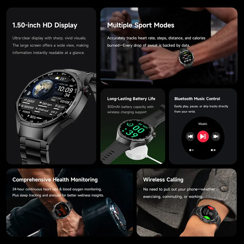 2025New Hot Outdoor Militare G T6 Max Sport Smart Watch da uomo 1.5 "HD AMOLED GPS incorporato IP67 Orologio impermeabile BT Chiamata SmartWatch