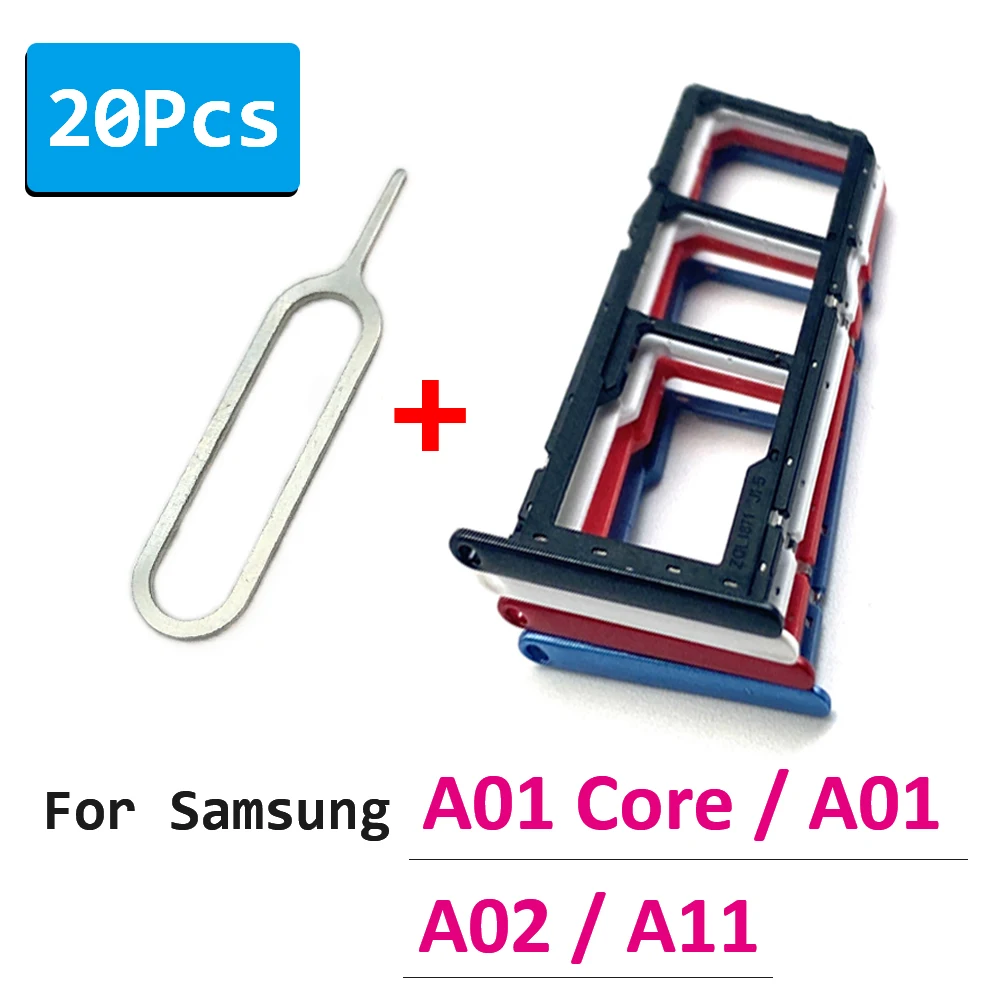 20Pcs/Lot，SIM Card Tray Chip Drawer Slot Holder Adapter Accessories With Pin For Samsung  A01 Core A02 A11