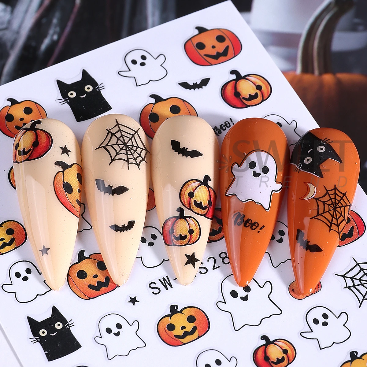 6 قطعة سلسلة كارتون الهالوين مسمار الفن ملصقات مخيف اليقطين العنكبوت ويب النار عنصر فرنسي لتقوم بها بنفسك لاصق الشارات مانيكير ديكور #5