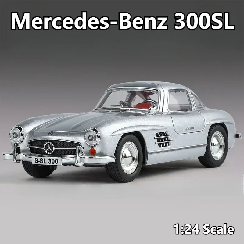 1:24 Mercedes-Benz 300Sl Alloy Car Model Sound And Light Pull Back Toy Car Metal Classic Car Boys Collection Ornaments Gift