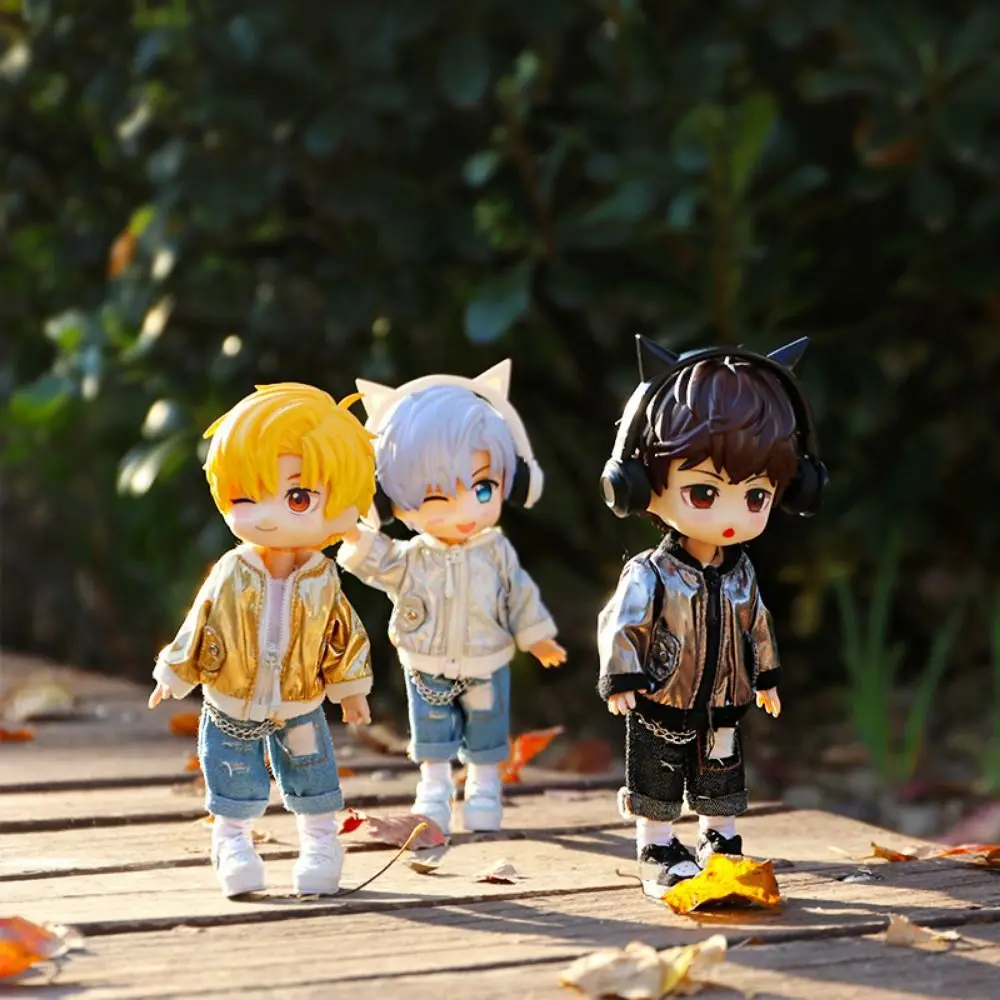 Kurtka z długim rękawem dla lalek OB11, mini zapinana na guziki, płaszcz laserowy dla lalek 1/12, płaszcz na zamek błyskawiczny, urocze ubranka dla lalek Ob11.