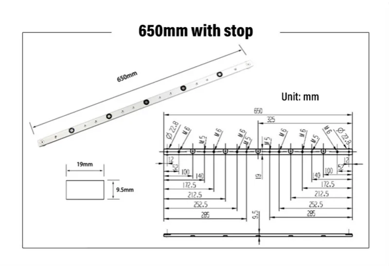 300/450/650mm Gehrung Bar Aluminium Slider Tisch Säge Gauge Stange Holzbearbeitung Werkzeug Geeignet Für T-Slot und T-Track – Detail 6