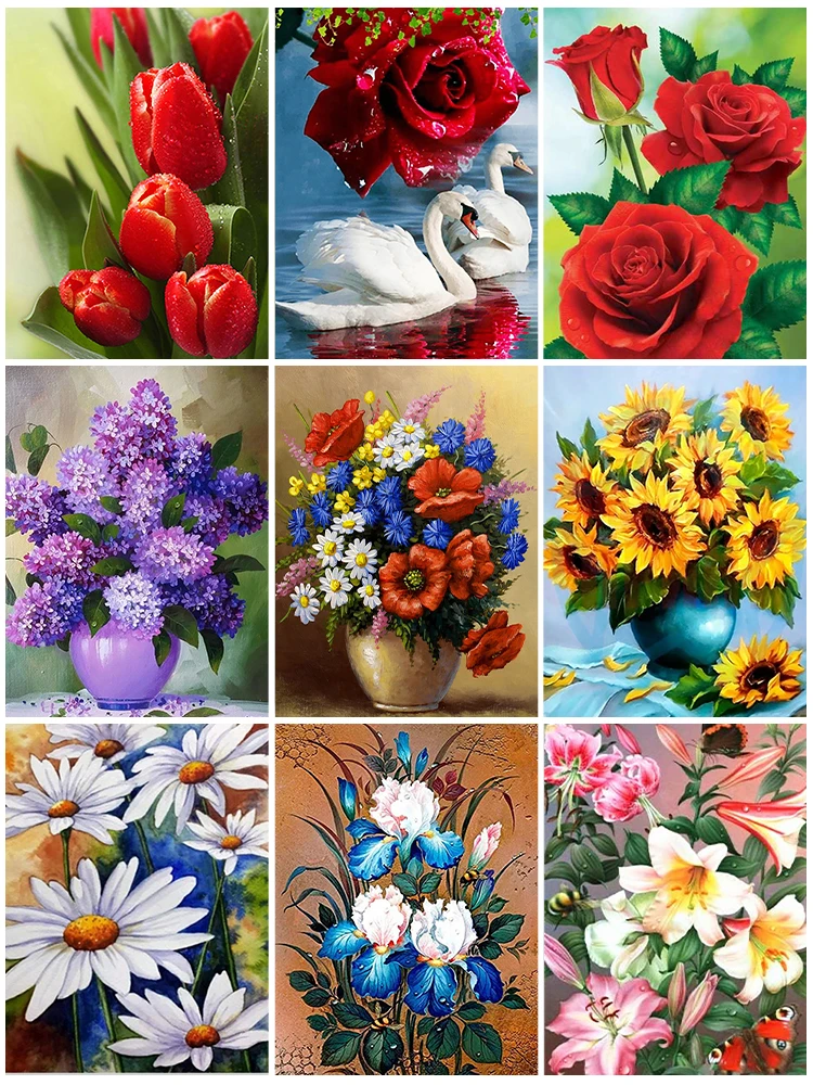 DIY 5D Diamond Painting Kit – Vase Motiv, 37x50 Cm, Vollbohrer, Mit Leinwand, Diamanten & Werkzeug