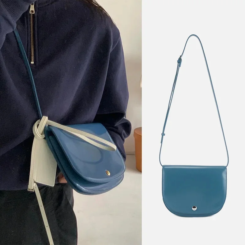 

Half Round Saddle Bag Lady Leather Crossbody Saddle Bag Cowhide Women Shoulder Bag Messenger Bag Birthday Present