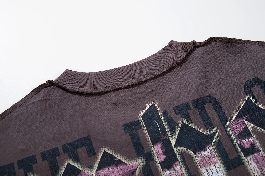 2026ss Rare Peace West Coast Vintage Distressed Rhinestone Slogan Printed Women Men T shirts tees Ovesized Men Cotton T shirt
