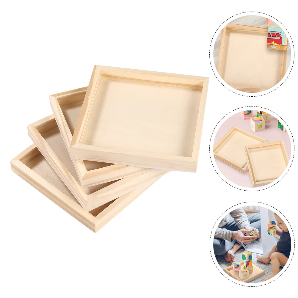 4 Pcs Hexagon Child 3d Puzzles for Kids Sorting Organizer Wooden Toy Nested Serving Trays