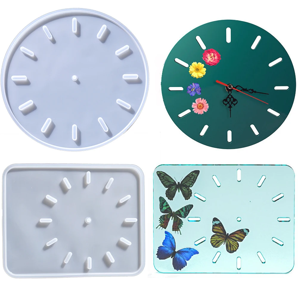 Large Clock Resin Mold Round Clock Silicone Mold Wall Hanging Clock Epoxy Mold with Pointer for DIY Crafts Jewelry Making