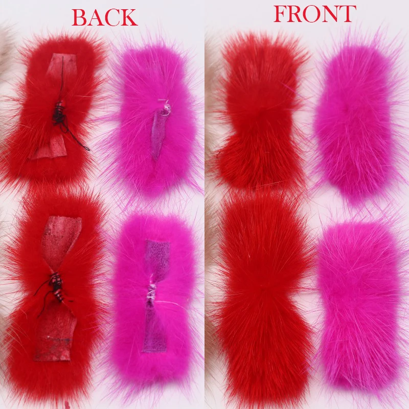 5/40pcs Fur Pompom Bowknot 2-3cmX6-7cm Soft Mink Pompoms DIY Material Hair Bow Tie Accessories Clothing Hats Supplies