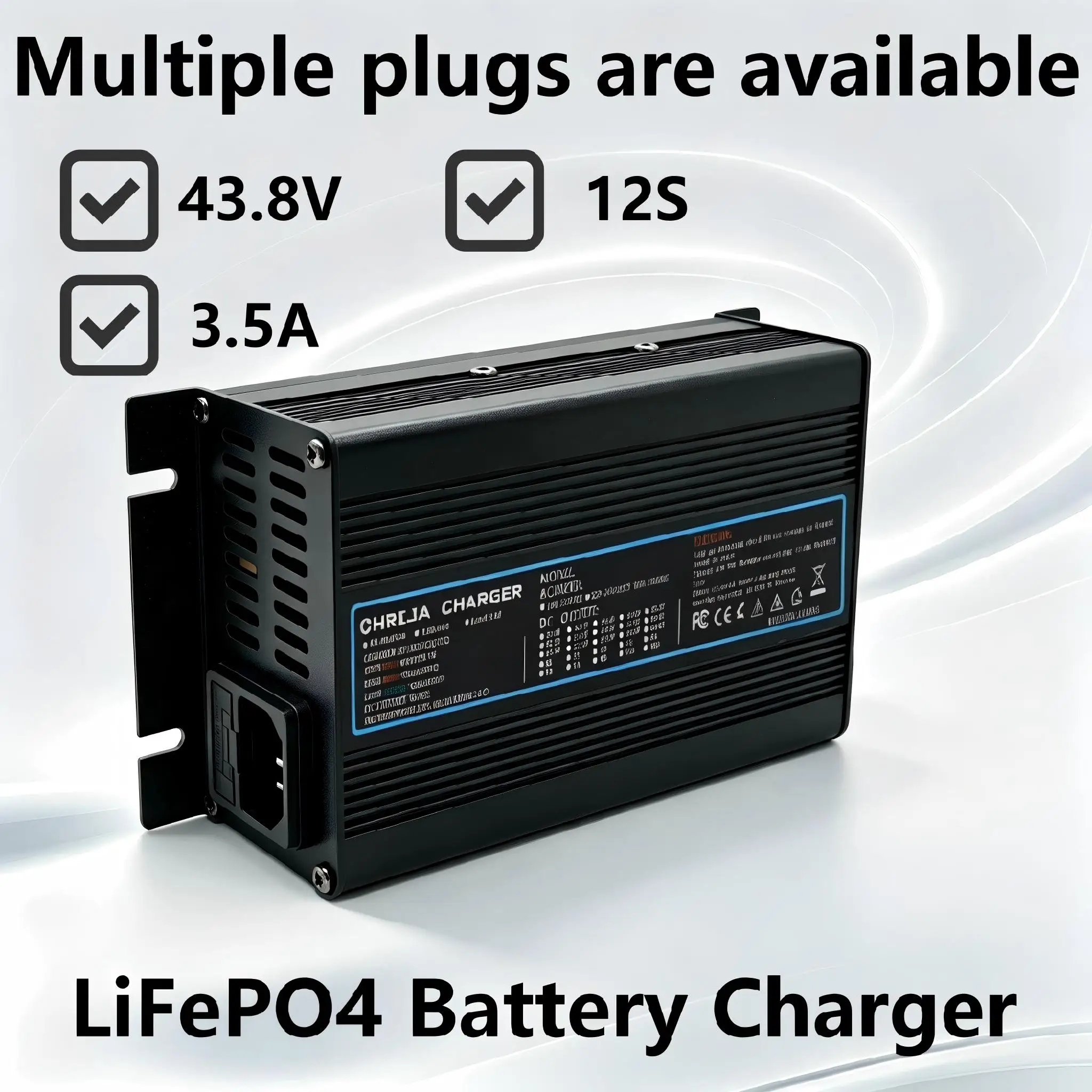 OHRIJA 43.8V3.5A Fast Charger for LiFePO4 Battery  for 12S 38.4V Electric Car Safe & Stable Aluminum Case, Overcharge Protection