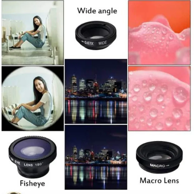 3 In1 Fisheye Lens Wide Angle Macro Camera Lens for iPhone 16 15 13 11 Macro Fish Eye Len for Smartphone Lenses with Phone Clip