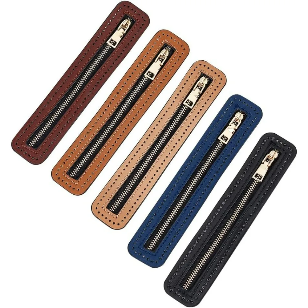 5 Colors PU Leather Zipper Handbag Sewing Zipper Frames with Hole Rectangle Bulk Coil Fixed Frame for DIY Bag