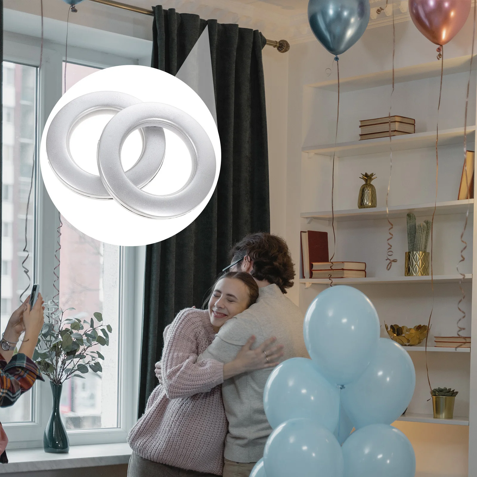 75 Uds. Anillo de cortina, anillos decorativos, cinta deslizante para cortinas, escala nanos, poco ruido, telas romanas de peso para cortinas, barra de ojales de plástico