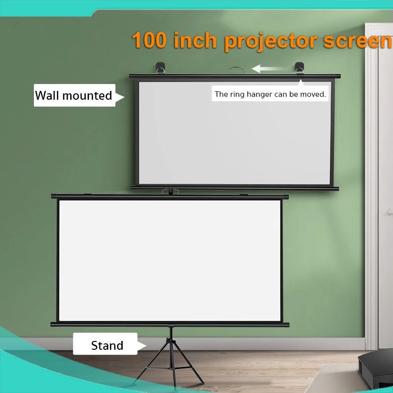 Single Bracket Wall Mount 2-in-1 Milk Silk Projector Screen 160° Viewing Angle Indoor Outdoor 100 Inch