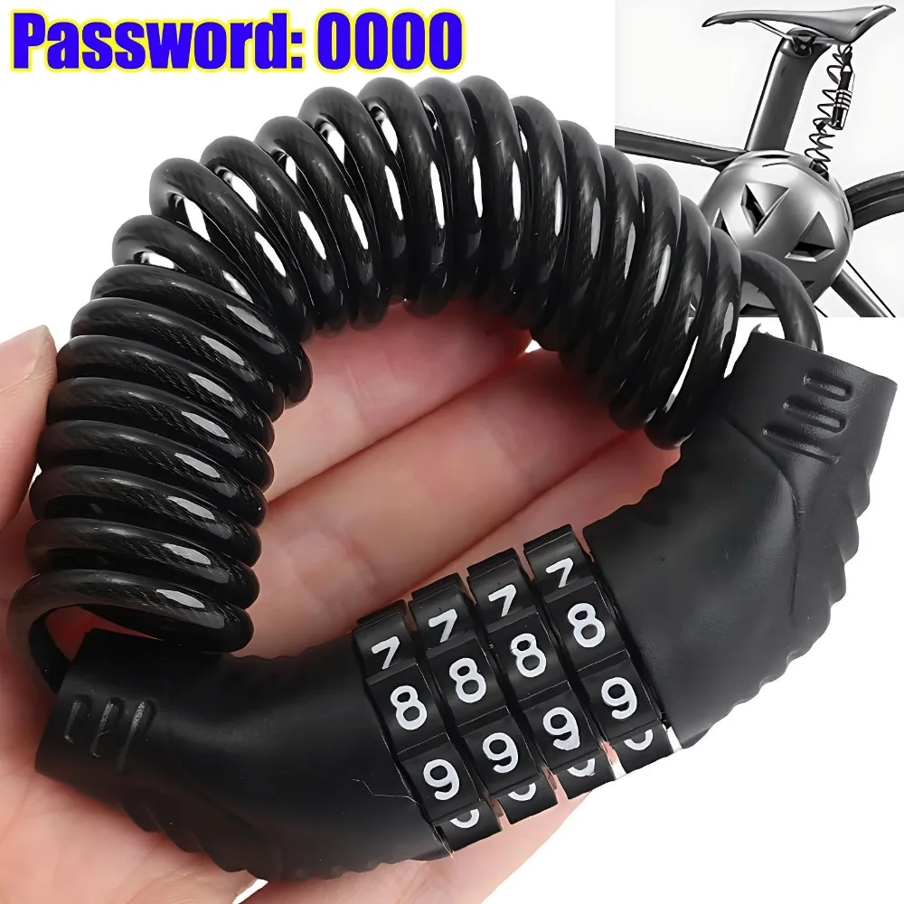 

Motorcycle Helmet Lock Cable 4 Digit Password Combination Anti Theft Security Steel Wire Rope for Motorbike Scooter Bike Luggage