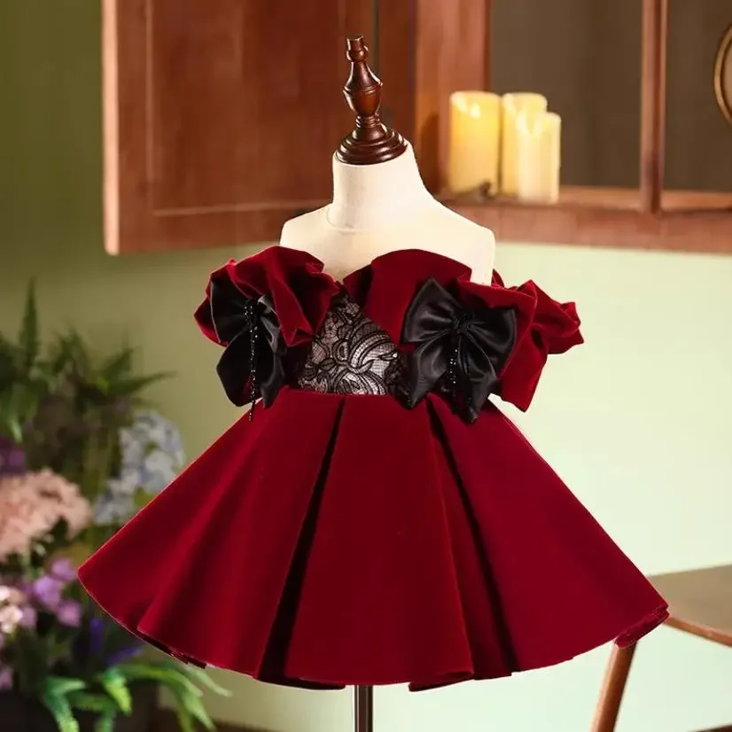 New Children\'s Evening Gown Host Piano Performance Wedding Birthday Party Flower Girl Dresses A4321 Vestidos Bridesmaid Dresses