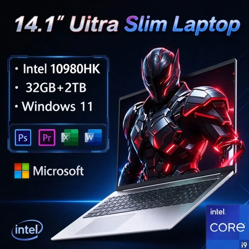 14.1 Inch Slim Notebook Intel I9-10980HK Win11 32GB RAM 2TB SSD High Speed Laptop For Online Work And Daily Entertainment