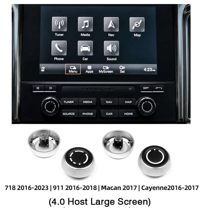 

Накладка на ручку регулятора громкости автомагнитолы, кнопка управления CD и мультимедиа для Porsche Cayenne, Panamera, Macan, 911, 718, Boxster, Cayman