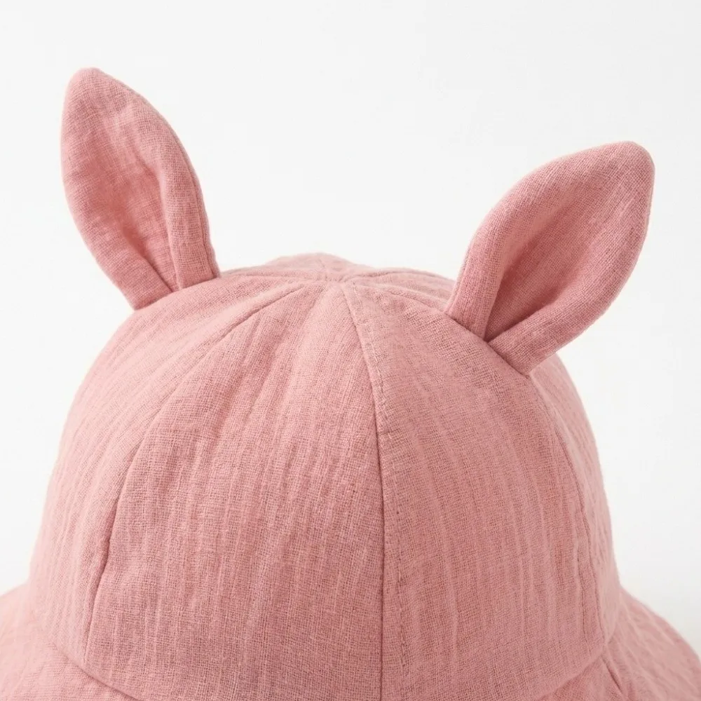 

Fashion Thin Baby Fisherman Hat Adjustable Solid Color Princess Hat Cute Rabbit Ears Baby Sunhat Spring Summer
