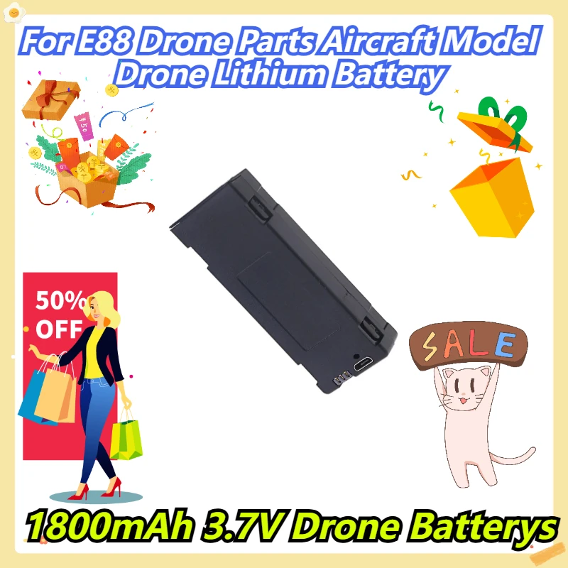

1800mAh 3.7V Drone Batterys For E88 Drone Parts Aircraft Model Drone Lithium Battery