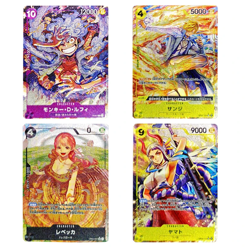 

4 шт./компл., грубая флэш-ослепительная поделка, одна деталь, самодельная карта, 2-я пуля, 63x88 мм, коллекционная карта с мультяшным Луффи Санджи Нико Робин