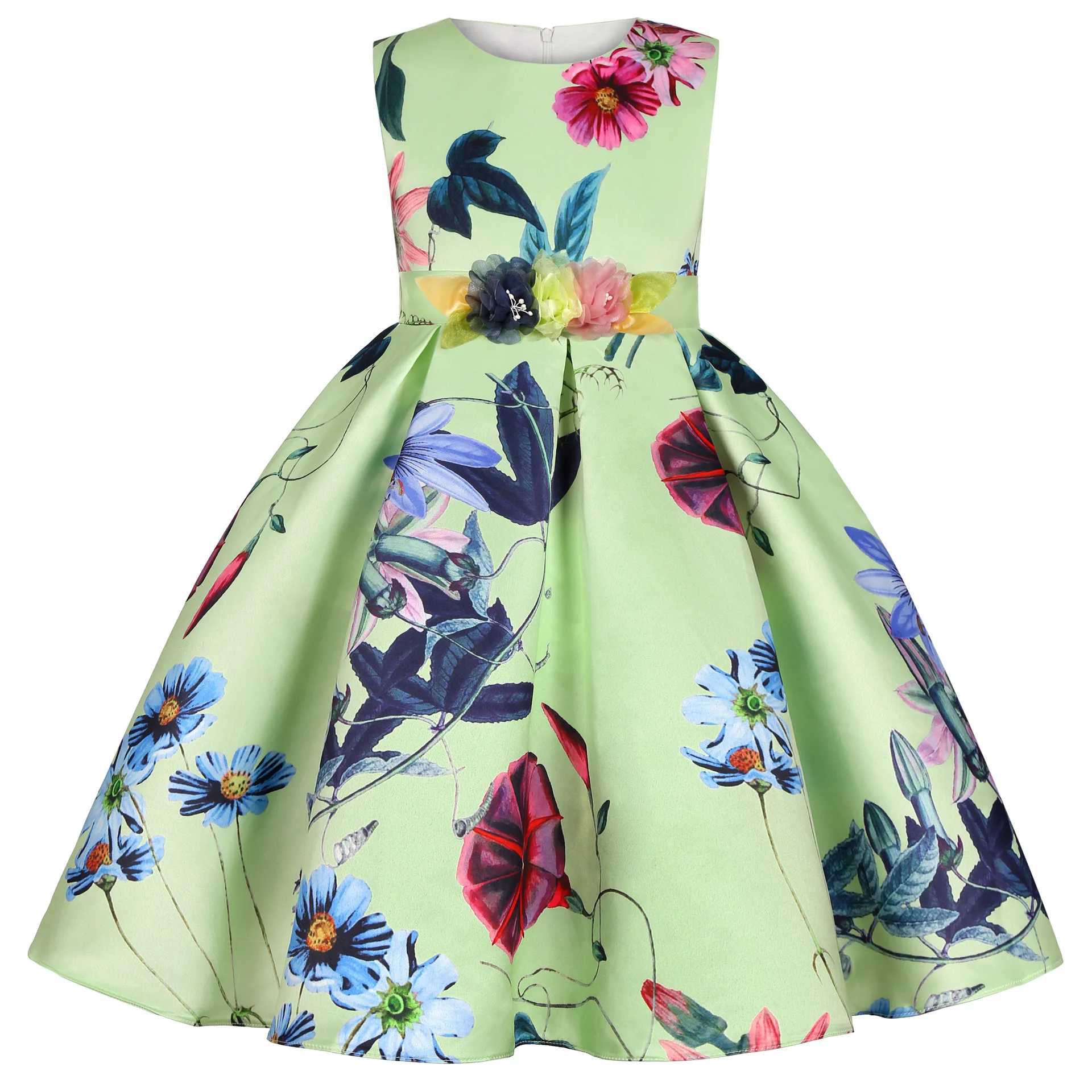 

Детское праздничное платье для девочек, платья с цветочным принтом для девочек, детская повседневная одежда от 3 до 10 лет