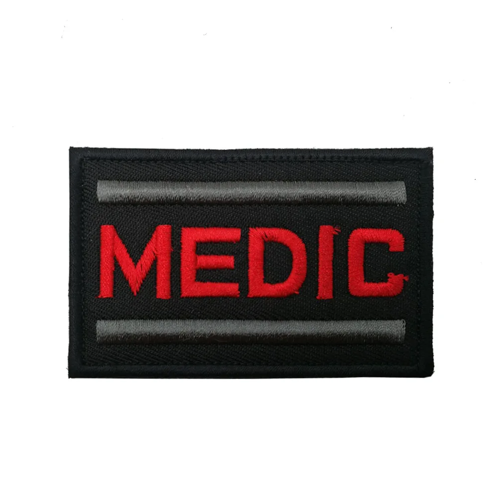 MEDIC Embroidered Patch IR Reflective Glow In Dark Tactical Military Patches Medical MED EMT PARAMEDIC Emblem Badges