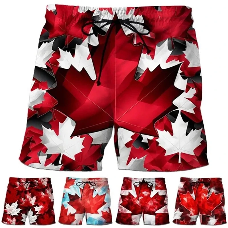 Canada Creative 3D Printing Casual Beach Shorts Pants Summer Fashion Canada National Day Harajuku Hip-hop Men Shorts Pant Hombre