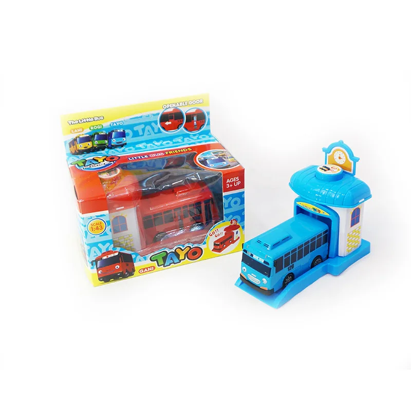 Korean Tayo the Little Bus Pull-Back Sliding Bus with Opening Doors and Ejecting Feature Toy Set Present for kids