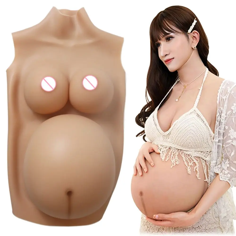 نفخ 5/6/9 شهر سيليكون بطن الحمل مع الثدي واقعية D كوب وهمية الثدي الحمل البطن للنساء تأثيري