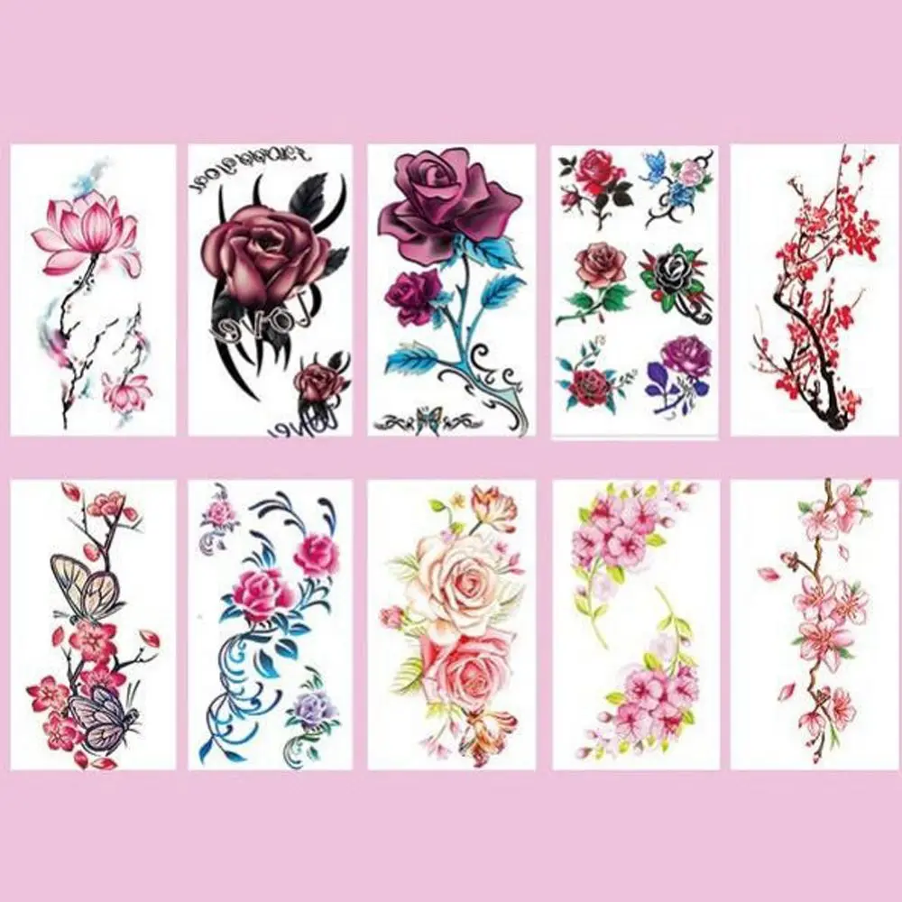 

Black Rose Waterproof Tatouage Temporaire Men Body Art Stickers Flowers Temporary Tattoo Women Tattoo Decals Fake Tattoo