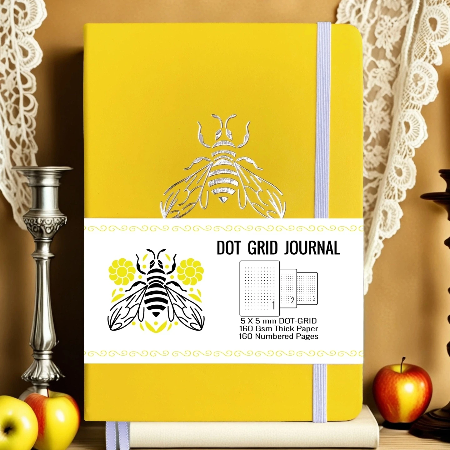 Cuaderno BUKE Dot Grid A5: 160 páginas, cubierta de cuero PU, diseño numerado, diario de escritura Bujo