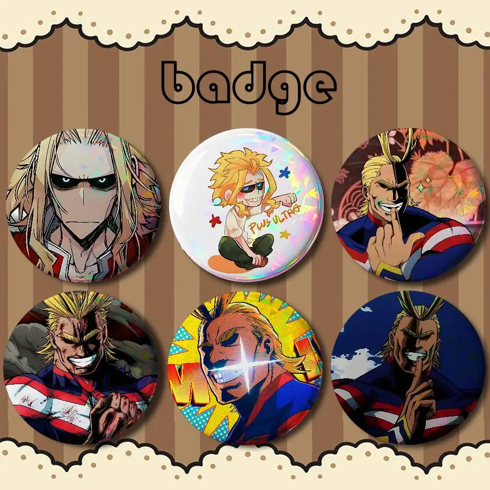 All Might For Badge Custom Cartoon Lapel Pin Metal Brooch Badges For Backpack Clothing Decoration