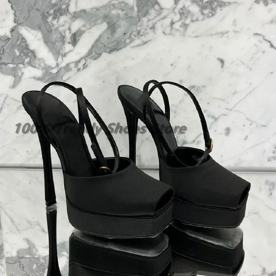 European and American Fish Mouth Thin Heel Waterproof Platform High Heels Women\'s New Style Spicy Girl Sexy Buckle Sandals