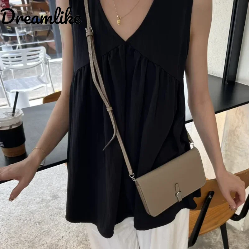 

Large Capacity Long Women's Wallet Top Layer Cow Leather Simple Handbag Litchi Pattern Wallet For Women Billfold Card Pocket