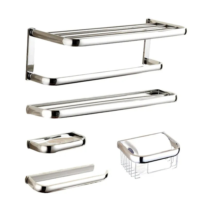 

SUS 304 Stainless Steel Bathroom Towel Rack Set Drilling Bathroom Accessories