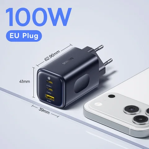 Быстрое зарядное устройство Baseus 100W для планшетов и ноутбуков, быстрая зарядка USB-C для телефонов iPhone 17, 16 Pro, Samsung, Macbook, зарядное устройство GaN