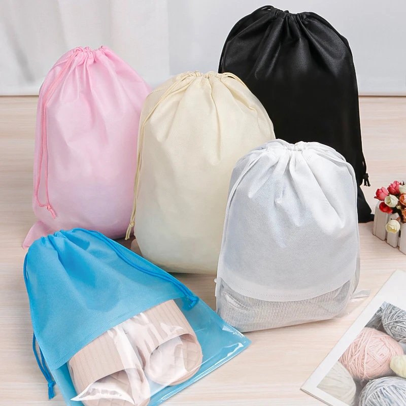 5PCS Shoes Storage Bags Non-woven Travel Portable Bag Waterproof Tote Drawstring Dustproof Package Bag Closet Organizer 2024