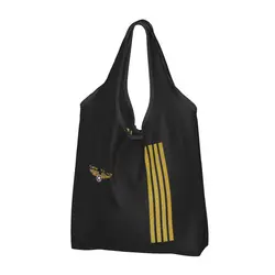 Bolsa de compras reutilizable personalizada para mujer, bolso de mano portátil, aviador de aviación volador, bolsas de compras de comestibles